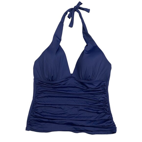 New La Blanca Island Goddess‎ Halter Tankini Swim Top in Navy Size 14 - Picture 7 of 12